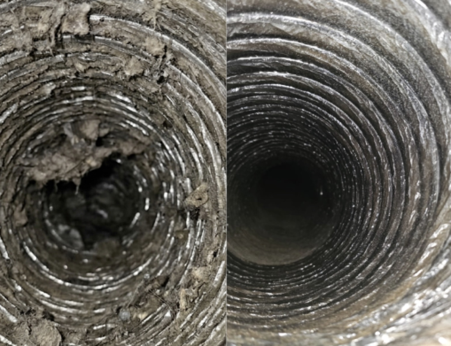 Air duct before and after professional cleaning service
